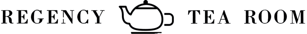 Regency Tea Room's logo, with an outline of a teapot drawing